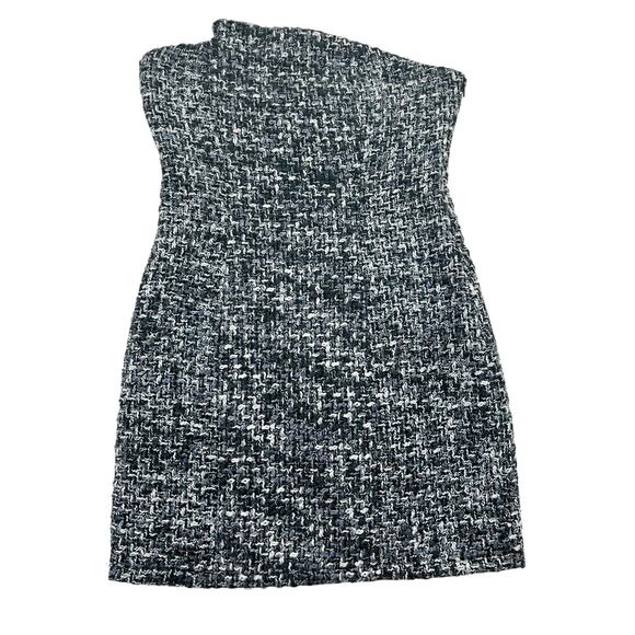 Tobi Strapless Tweed Mini Dress Black M Flecked Bodycon Fitted Party Cocktail - Picture 4 of 11